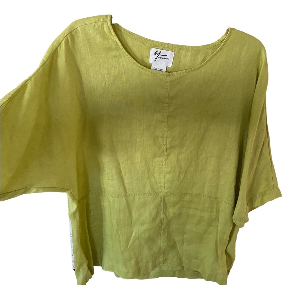 Andrea Jovine Lime Green Linen Boxy Top
